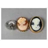 Pair of Cameo Broaches & Cameo Ring