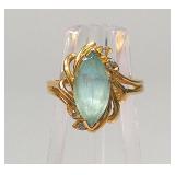 14kt Gold Aquamarine & Diamond Ring Size 5.5