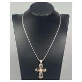 Unmarked Necklace & 925 Silver Cross Pendant