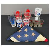 American Flag, Man on The Moon Glasses Neil Armstrong Glasses, & Assorted Glasses
