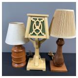 Trio of Wooden Table Lamps