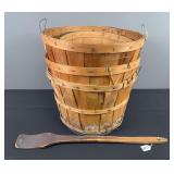Vintage Cooking Ladle & Wooden Slat Bushel Baskets