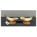 Pair of Bull Horn Candle Holders