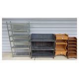 (3) Wooden Shelves & (1) Metal Shelf