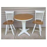 Wooden Pedestal Table Dining Set With Pair of Matching Swivel Chairs