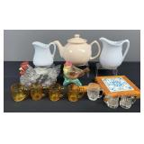 Beer Mug Shot Glasses, Ceramic Tea Pot, Small Pitchers, & Misc. Items
