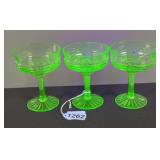 (3) Uranium Champagne Glasses
