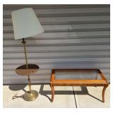 Stiffel Brass Floor Lamp & Glass Top Coffee Table