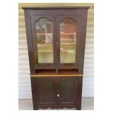 Antique Wooden Two-Piece China Cabinet