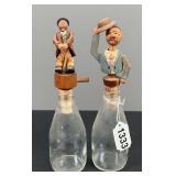 Glass Bottles with Mechanical Wooden Men Corks