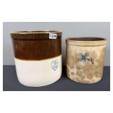 Four Leaf Clover Crock & 2 Gallon Burly & Winter Pottery Crock