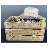 Blanket Basket, Towels, & Cowboy Hat