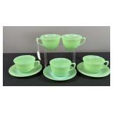 Fire King Jadeite Green Cups & Saucers