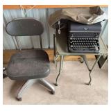 Royal Typewriter With Typewriter Table & Chair