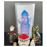 Glass Light Up Frosty The Snow Man & Assorted Christmas Decorations