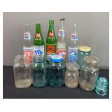 7up, Pepsi, & Assorted Bottles & Jars