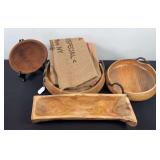 Wood Serving Trays, Wooden Bowls and Burlap Wall Decor