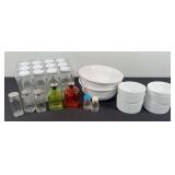Juice Bottles, Serving Bowls, and Misc Kitchen Items