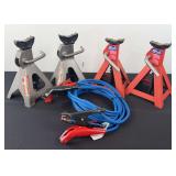 (4) 3-Ton Jack Stands and Jumper Cables