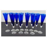12 Blue Champagne Flutes
