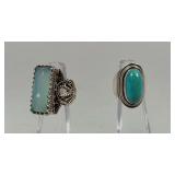 Pair of 925 Silver Rings Size 8 & 9