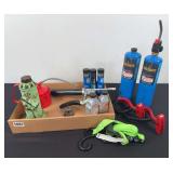 Propane Torches, Grease Gun, Oil Can And Misc Garage Tools