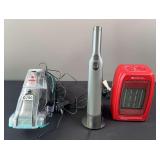 Bissell Power Brush, Shark Handheld Vacuum, and Comfort Zone Heater