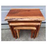 Set of (3) Matching Wood Stools / End Tables