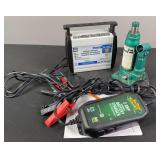 Pair of Battery Chargers/Tenders & Bottle Jack