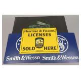 Smith & Wesson Plastic Signs, Rubber Mat, & Hunting License Sign