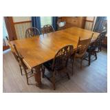 Solid Oak Dining Table & (8) Assorted Chairs