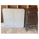 Card Table & (4) Folding Chairs