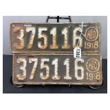 1918 Ohio License Plates