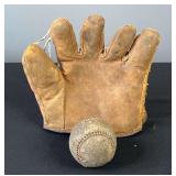 Vintage Baseball Glove & Baseball