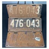 1924 Ohio License Plates