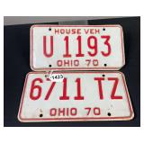 1970 Ohio License Plates
