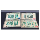 1974 Ohio License Plates