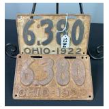 1922 Ohio License Plates