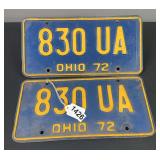 1972 Ohio License Plates
