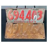 1923 Ohio License Plates