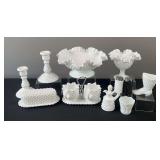 Milk Glass Candle Holders, Candy Dishes, & Misc