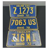 1972 Ohio License Plates