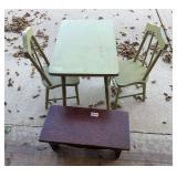 Wooden Step Stool & Children’s Table & Chair Set