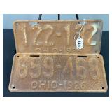 1926 Ohio License Plates