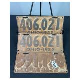 1922 Ohio License Plates