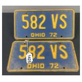 1972 Ohio License Plates