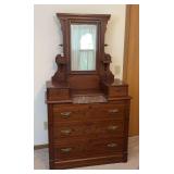 Antique Eastlake Marble Top Mirrored Dresser