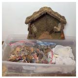 Large Tote of Nativity Scene Figurines & Misc.