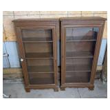 Pair of Glass Front Wooden Cabinets