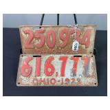 1923 Ohio License Plates